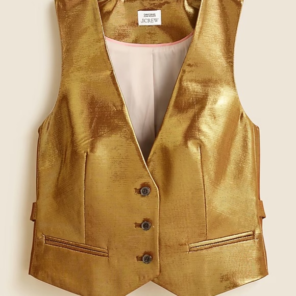 Christopher John Rogers x J. CREW gold lame vest size 2 - Picture 3 of 5